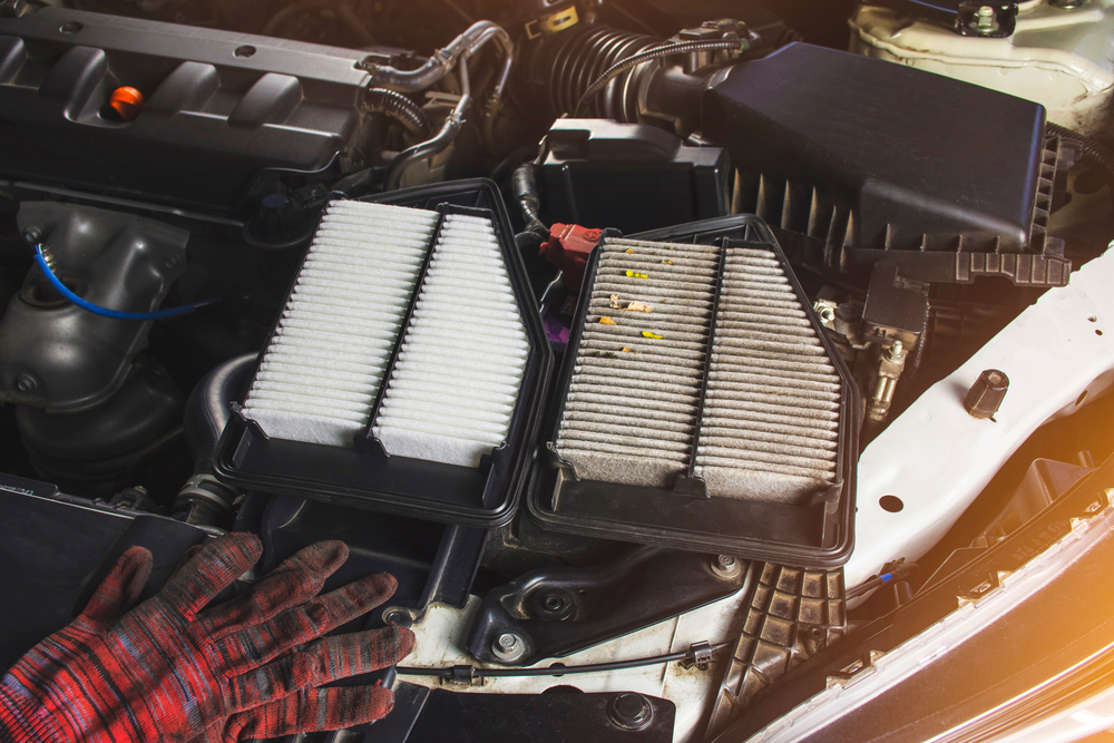 A comparison between a clean and dirty air filter from your Nissan in Mayfield Heights, OH