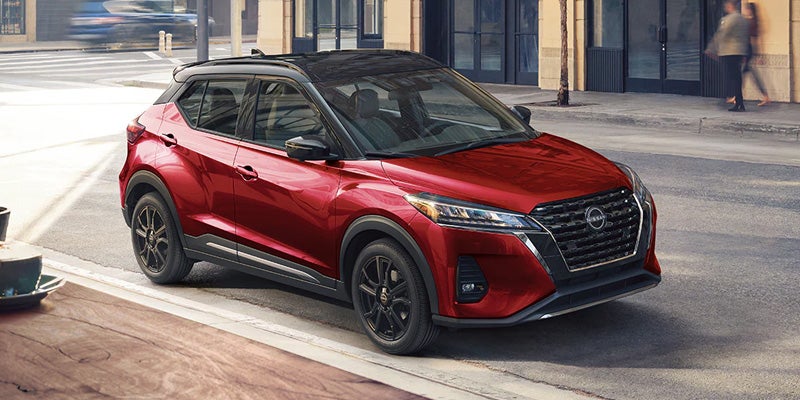 A 2024 Nisan Kicks parked on a curb in Mayfield Heights, OH