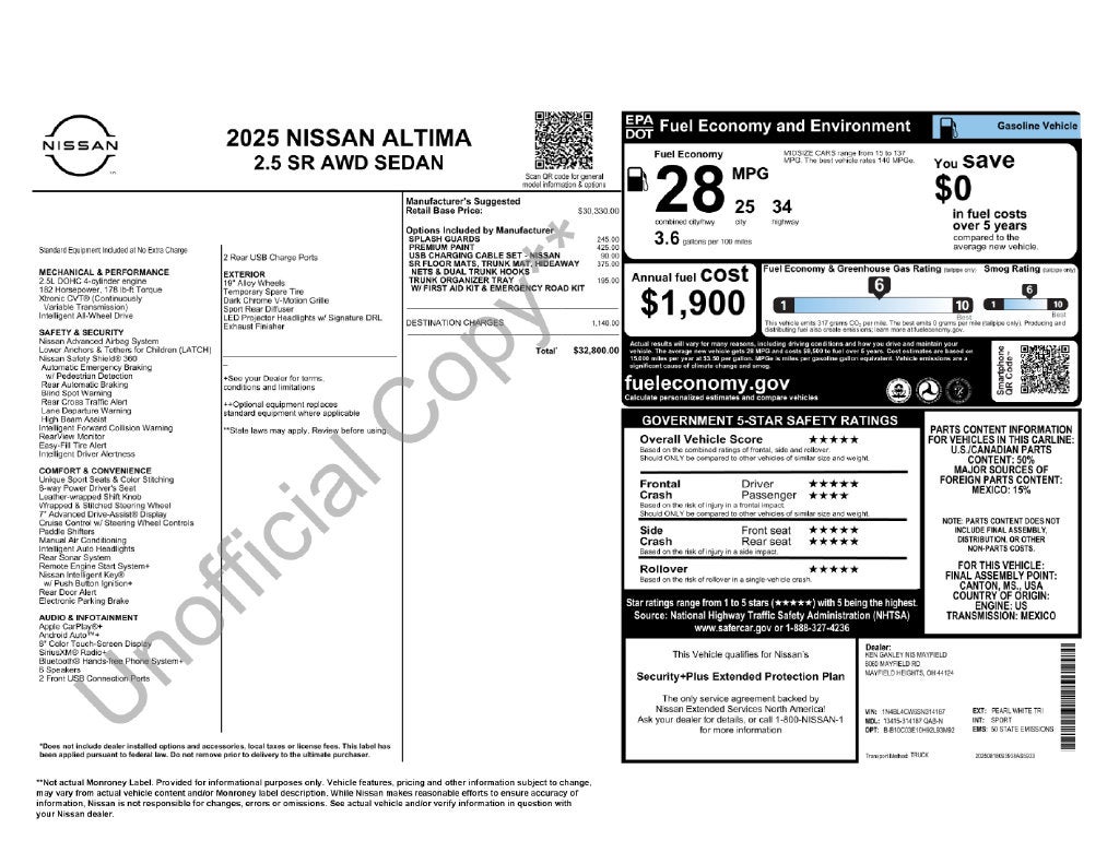 2025 Nissan Altima 2.5 SR