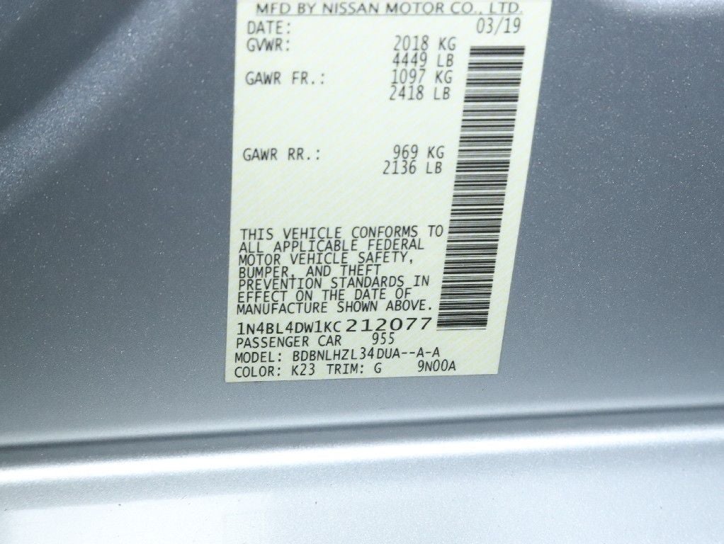 2019 Nissan Altima 2.5 SV