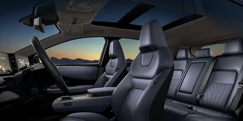 The interior seats in the 2024 Nissan ARIYA in Mayfield Heights, OH