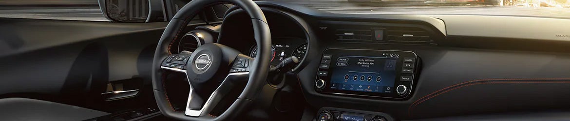 The center console of the 2024 Nissan Kicks in Mayfield Heights, OH