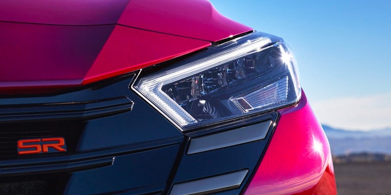 The headlights of the 2025 Nissan Versa in Mayfield Heights, OH