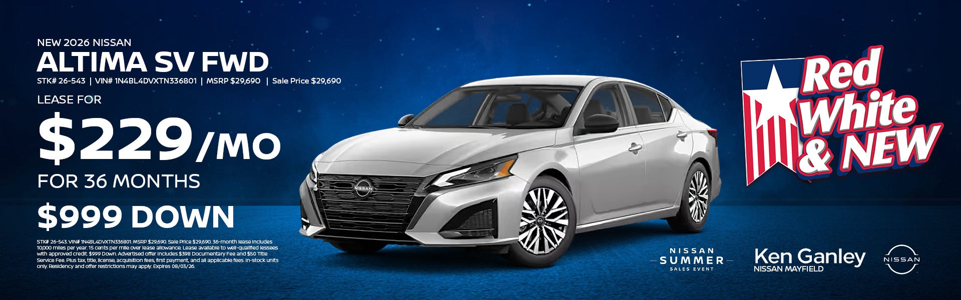 New 2026 Nissan Altima SV FWD