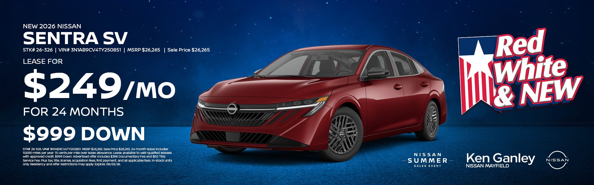 New 2026 Nissan Sentra SV