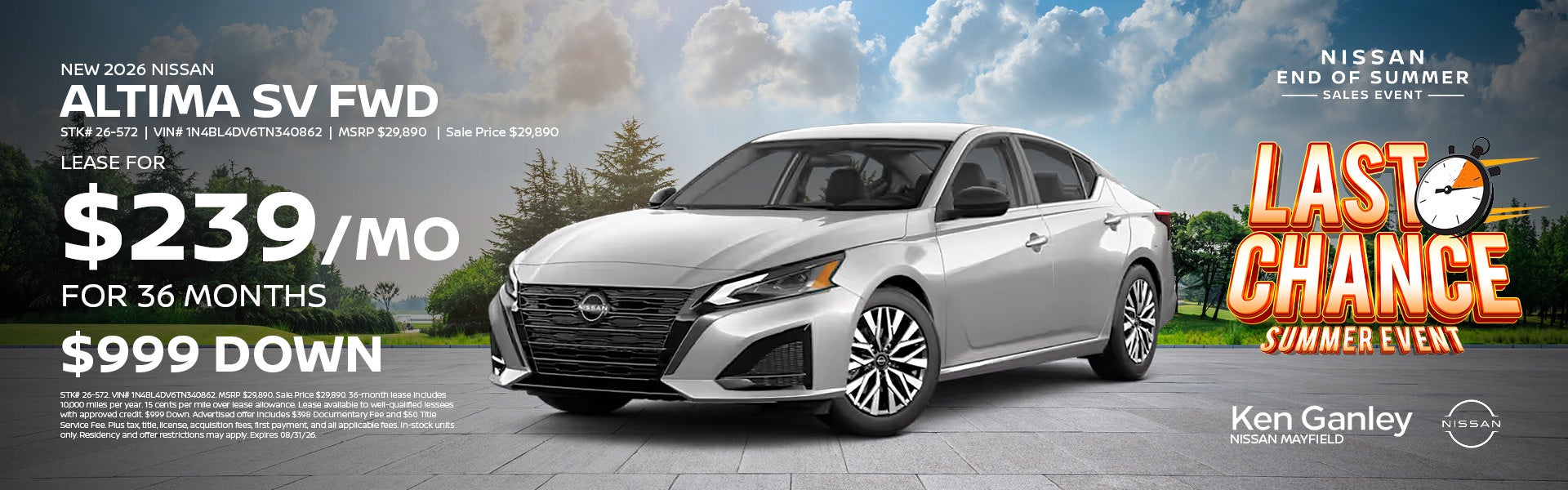 New 2026 Nissan Altima SV FWD