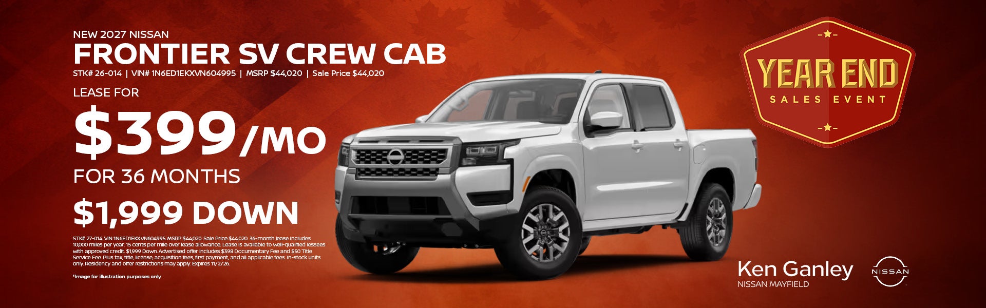 New 2027 Nissan Frontier SV Crew Cab