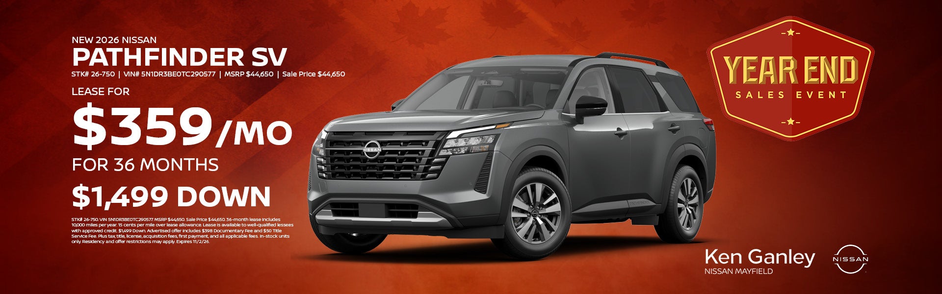 New 2026 Nissan Pathfinder SV