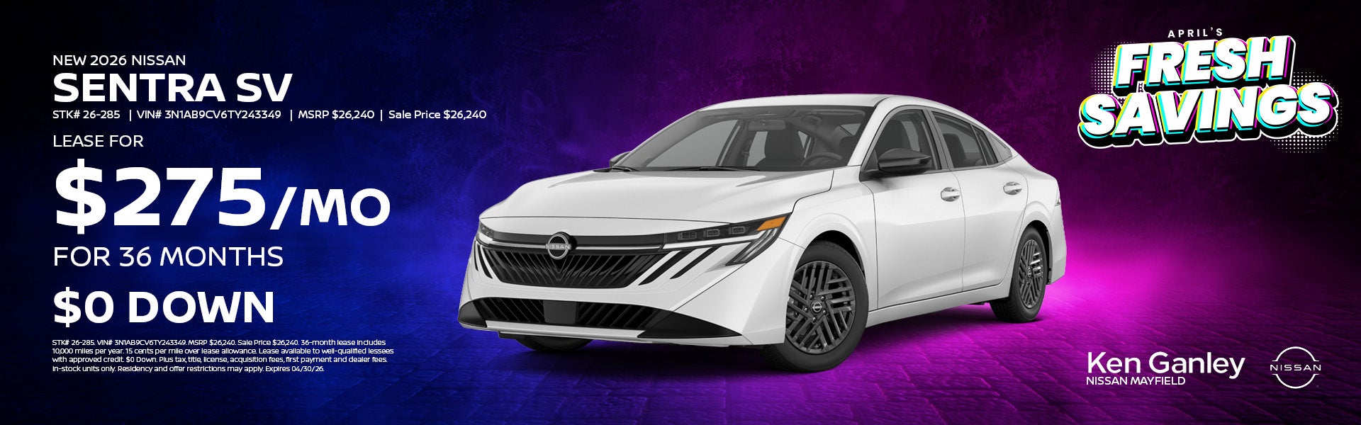 New 2026 Nissan Sentra SV 