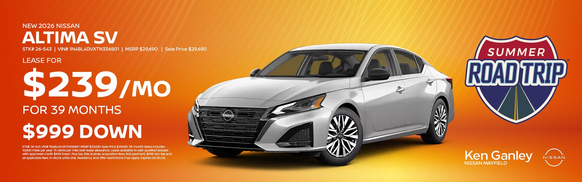 New 2026 Nissan Altima SV
