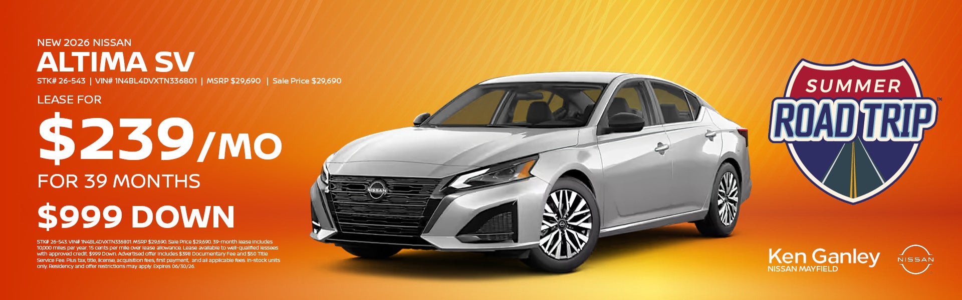 New 2026 Nissan Altima SV