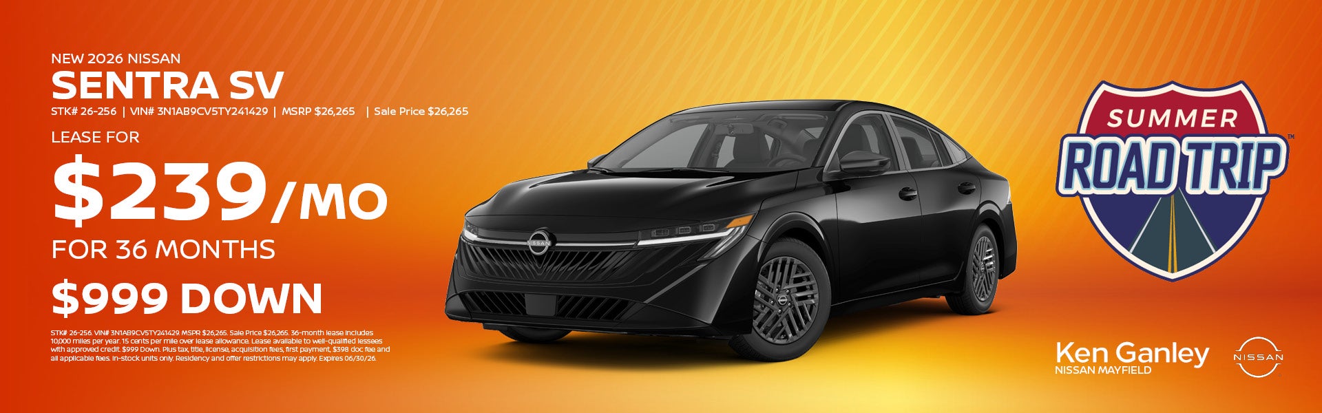 New 2026 Nissan Sentra SV 