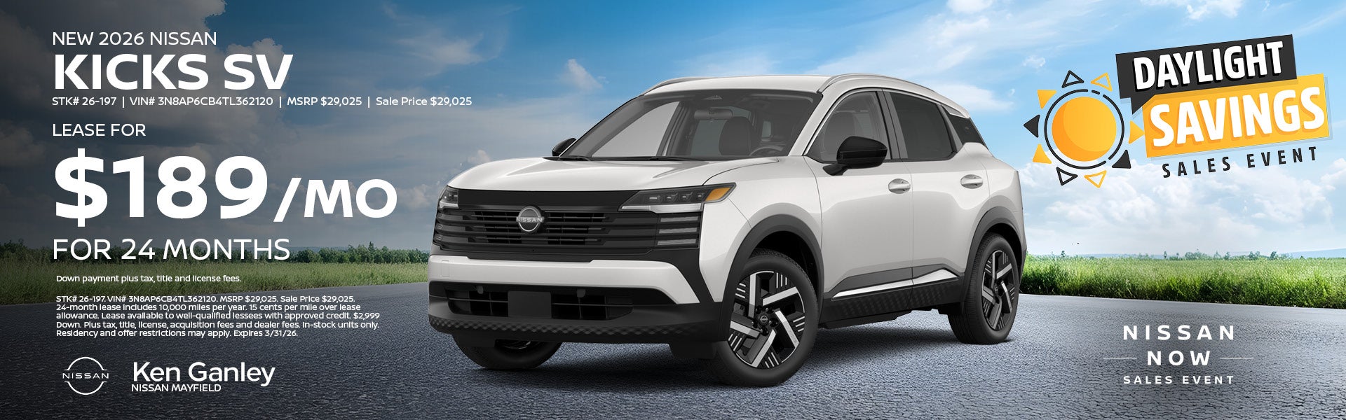 New 2026 Nissan Kicks SV 